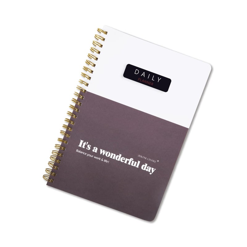 ZERONE CENTRE A5 Undated Daily Hourly Planner Notepad - Day Organizer Planner, 128 Pages Work Journal for Daily To do List, Notes, Water Intake and Meal Planner- Dark Wine Red - Image 1